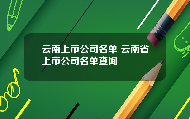 云南上市公司名单 云南省上市公司名单查询